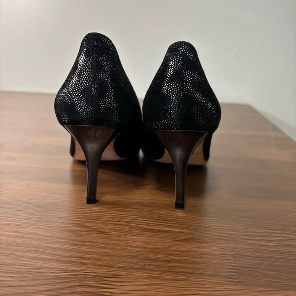 Antonio‎ Melani Black Metallic Leopard Print Pointed Toe Pumps 6M